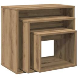 Berkfield Home Nesting Tables 3 pcs Artisan Oak Engineered Wood in Brown - thumbnail 7