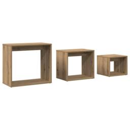 Berkfield Home Nesting Tables 3 pcs Artisan Oak Engineered Wood in Brown - thumbnail 3