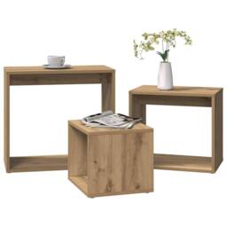 Berkfield Home Nesting Tables 3 pcs Artisan Oak Engineered Wood in Brown - thumbnail 2