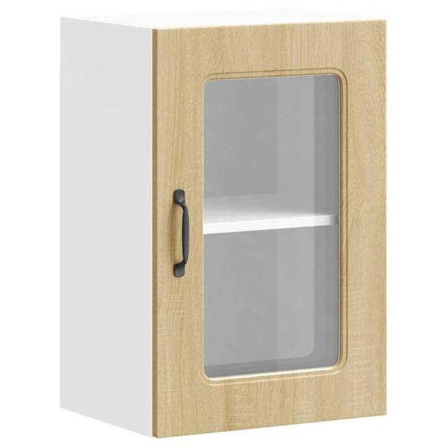 Berkfield Home Kitchen Wall Cabinet with Glass Door Kalmar Sonoma Oak Engineered Wood in Brown - image 1