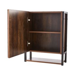H&O Direct Wall-Mounted 3-Tier Mirror Cabinet with Metal Frame in Brown - thumbnail 4