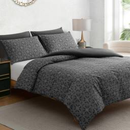 Pamposh Modern Duvet Cover Set Reversible Quilt Covers Bedding Sets in Charcoal - Size: King - thumbnail 3
