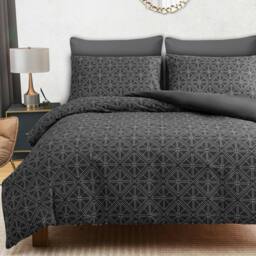 Pamposh Modern Duvet Cover Set Reversible Quilt Covers Bedding Sets in Charcoal - Size: King - thumbnail 2