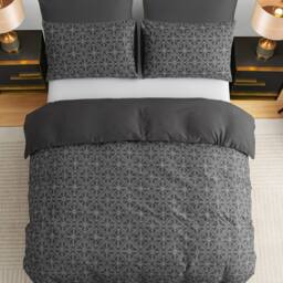 Pamposh Modern Duvet Cover Set Reversible Quilt Covers Bedding Sets in Charcoal - Size: King - thumbnail 4