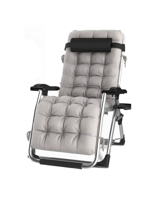 Groundlevel Luxury Gravity Garden Sun Lounger / Relaxer Chair with Cushion in Grey - image 1