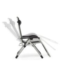 Groundlevel Luxury Gravity Garden Sun Lounger / Relaxer Chair with Cushion in Grey - thumbnail 3