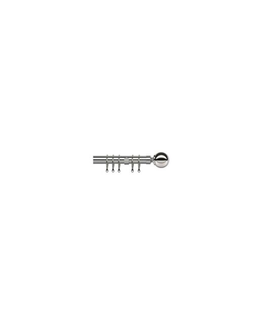 New Edge Blinds 25-28mm Ball End Metal Curtain Pole Set - Chrome in Metallic Silver - Size: 120 cm - 210 cm - image 1