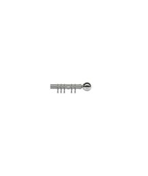 New Edge Blinds 25-28mm Ball End Metal Curtain Pole Set - Chrome in Metallic Silver - Size: 120 cm - 210 cm