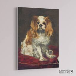 "Artery8 A King Charles Spaniel Dog Manet Vintage Canvas Wall Art in Brown - Size: W18"" x H24""" - thumbnail 2