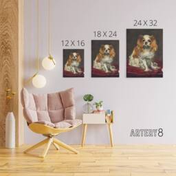 "Artery8 A King Charles Spaniel Dog Manet Vintage Canvas Wall Art in Brown - Size: W18"" x H24""" - thumbnail 4