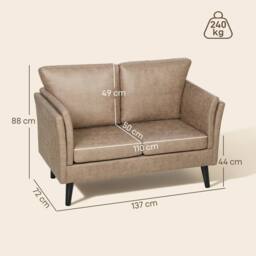 STILVORA 2 Seater Sofa with Rubber Wood Legs in Brown - thumbnail 4