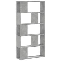 Berkfield Home Bookcase 5-Tier Concrete Grey 80.5x23.5x162.5 cm Engineered Wood - thumbnail 1