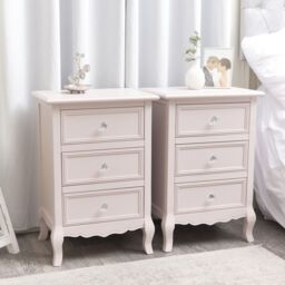 Melody Maison Pair Of Pink 3 Drawer Bedside Tables - Sophia Pink Range in Pale Pink - thumbnail 5
