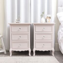 Melody Maison Pair Of Pink 3 Drawer Bedside Tables - Sophia Pink Range in Pale Pink - thumbnail 6