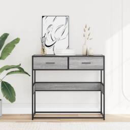 Berkfield Home Classic Console Table Grey Sonoma 90x35x80 cm Engineered Wood - Size: 90 x 35 x 80 cm - thumbnail 1