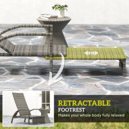 OUTSUNNY PE Rattan Sun Lounger with 4-Level Adjustable Backrest, Mixed-grey in Grey - thumbnail 5