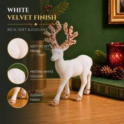 Shatchi 20cm Velvet Deer Christmas Reindeer Figurine in White - Size: 20 cm - thumbnail 4