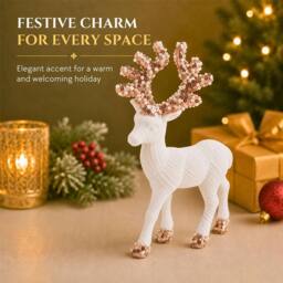 Shatchi 20cm Velvet Deer Christmas Reindeer Figurine in White - Size: 20 cm - thumbnail 7