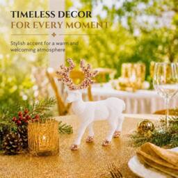 Shatchi 20cm Velvet Deer Christmas Reindeer Figurine in White - Size: 20 cm - thumbnail 8