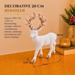 Shatchi 20cm Velvet Deer Christmas Reindeer Figurine in White - Size: 20 cm - thumbnail 3