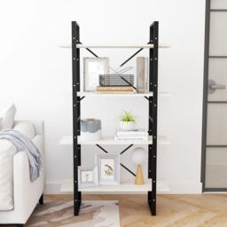 Berkfield Home 4-Tier Book Cabinet White 80x30x140 cm Solid Pine Wood - Size: 80 x 30 x 140 cm - thumbnail 3