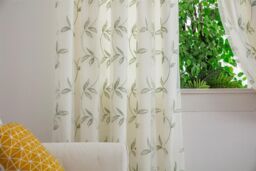 Luxury Living Leaf Embroidered Tulle Voile Curtains Ring Top in Green - Size: 147 cm width x 183 cm drop - thumbnail 5