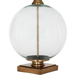 Lemon Pavilion Furniture and Decor Lunel Orb Table Lamp with Edged Linen Shade - L48 x W48 x H79 cm Brass in Gold - thumbnail 3