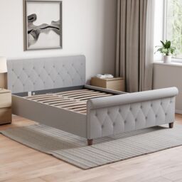 Home Discount Vida Designs Vittorio King Size Bed Frame (Crushed Velvet Silver, Light Grey Velvet, Light Grey Linen) Bedroom Furniture - thumbnail 3