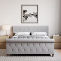 Home Discount Vida Designs Vittorio King Size Bed Frame (Crushed Velvet Silver, Light Grey Velvet, Light Grey Linen) Bedroom Furniture - thumbnail 7