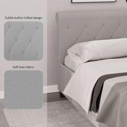 Home Discount Vida Designs Vittorio King Size Bed Frame (Crushed Velvet Silver, Light Grey Velvet, Light Grey Linen) Bedroom Furniture - thumbnail 5