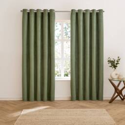 Furn Verso Suede-Look 100% Blackout Eyelet Curtain Pair in Green - Size: 229 cm width x 229 cm drop - thumbnail 7