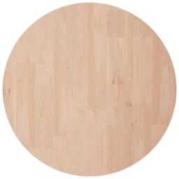 Berkfield Home Round Table Top √ò50x2, 5 cm Untreated Solid Wood Oak in Brown - thumbnail 2