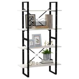 Berkfield Home Decorative 4-Tier Book Cabinet White 80x30x140 cm Solid Pine Wood - Size: 80 x 30 x 140 cm - thumbnail 4