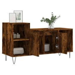 Berkfield Home TV Cabinet Smoked Oak 100x35x55 cm Engineered Wood in Brown - Size: 100 x 35 x 55 cm - thumbnail 4