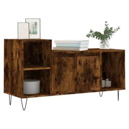 Berkfield Home TV Cabinet Smoked Oak 100x35x55 cm Engineered Wood in Brown - Size: 100 x 35 x 55 cm - thumbnail 1