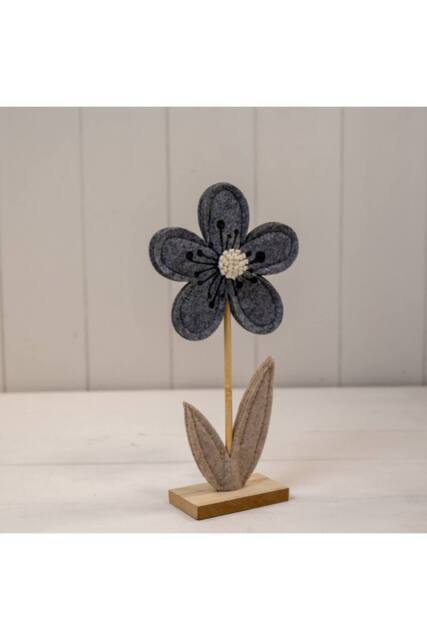 KDMD Grey Felt Flower on Wooden Base Decoration - image 1