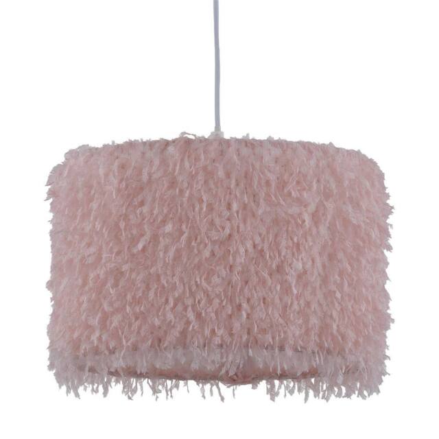 First Choice Lighting Rogers - Pink Shaggy 30cm Easy Fit Pendant Shade - image 1