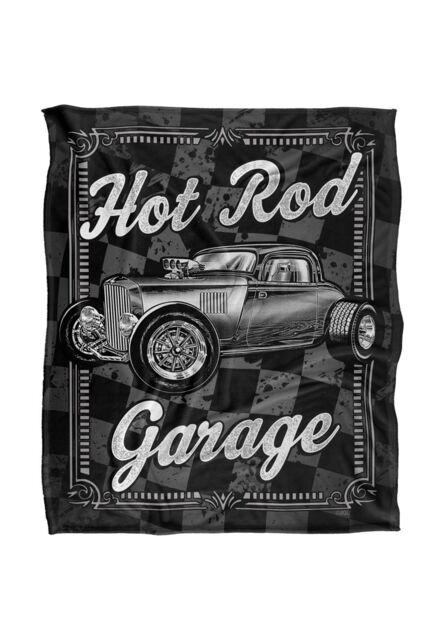 JQ Licensing James Piazza Hot Rod Garage Silky Touch Super Soft Throw Blanket 152 X 127 cm in White - image 1