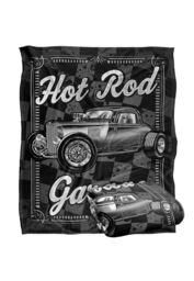 JQ Licensing James Piazza Hot Rod Garage Silky Touch Super Soft Throw Blanket 152 X 127 cm in White - thumbnail 2