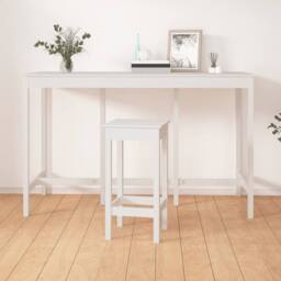 Berkfield Home Beautiful Bar Table White 180x80x110 cm Solid Wood Pine - Size: 180 x 80 x 110 cm - thumbnail 2