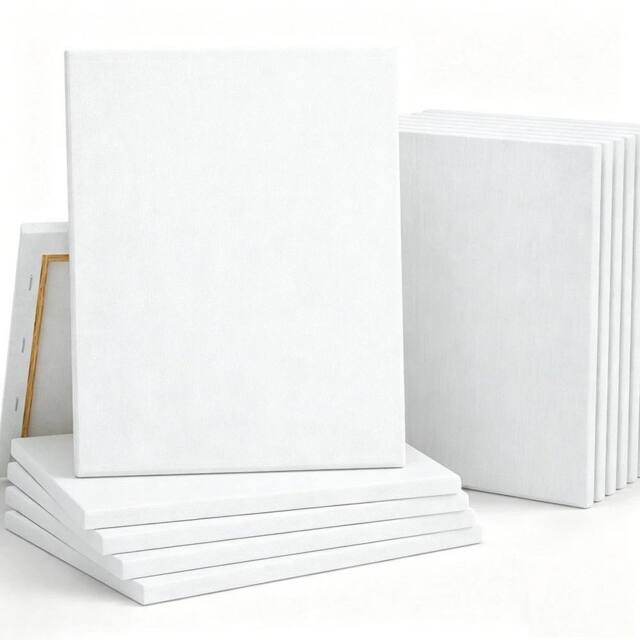 Kelvenix 12pcs BLANK PLAIN STRETCHED PAINTING ART ACRYLIC CANVAS in White - image 1