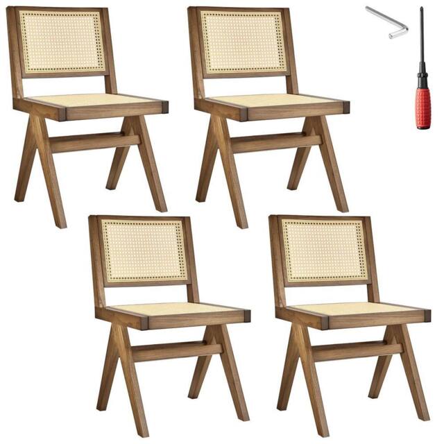 tectake Accent Chair Lizzy Set Of 4 - Light Oak - Size: 4 Pack
