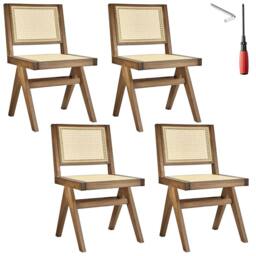 tectake Accent Chair Lizzy Set Of 4 - Light Oak - Size: 4 Pack