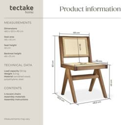 tectake Accent Chair Lizzy Set Of 4 - Light Oak - Size: 4 Pack - thumbnail 6