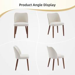 London Boutique 6PCS Modern Dining Chairs Kitchen Chairs Upholstered Accent Chairs in Off-White - thumbnail 4