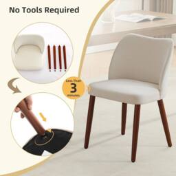 London Boutique 6PCS Modern Dining Chairs Kitchen Chairs Upholstered Accent Chairs in Off-White - thumbnail 5