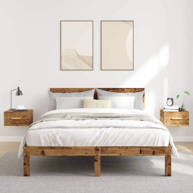 Berkfield Home Suitable Wall-mounted Bedside Cabinets 2 pcs Old Wood 35x35x20 cm in Brown - Size: 35 x 35 x 20 cm - image 1