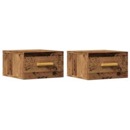 Berkfield Home Suitable Wall-mounted Bedside Cabinets 2 pcs Old Wood 35x35x20 cm in Brown - Size: 35 x 35 x 20 cm - thumbnail 3