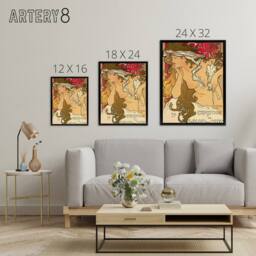 "Artery8 Mucha Salon Des Cent Art Nouveau Framed Canvas Wall Art Print - Size: W12"" x H16""" - thumbnail 4
