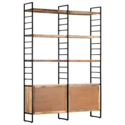Berkfield Home 4-Tier Bookcase 124x30x180 cm Rough Mango Wood in Brown - Size: 124 x 30 x 180 cm - thumbnail 4